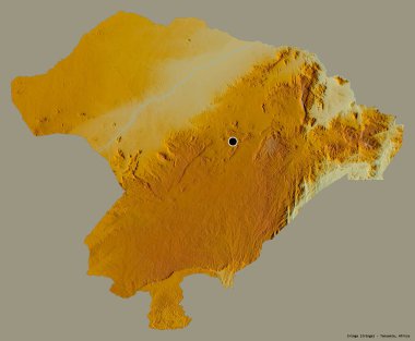 Tanzanya 'nın başkenti Iringa' nın katı renk arkaplanı ile izole edilmiş hali. Topografik yardım haritası. 3B görüntüleme