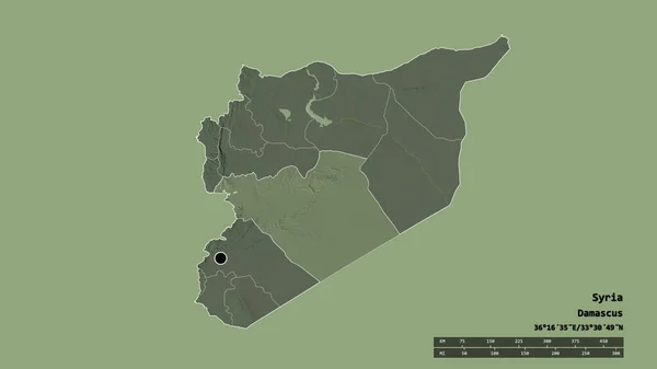 Forma Desnaturalizada Siria Con Capital División Regional Principal Zona Separada — Foto de Stock