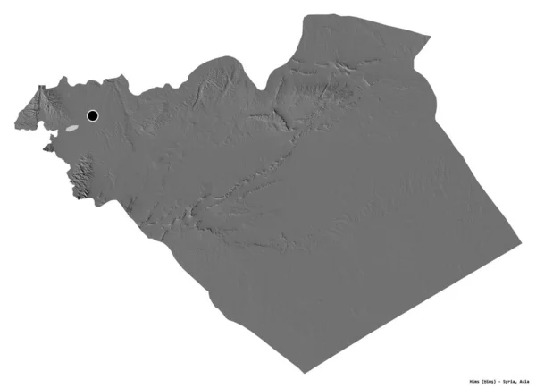 Kształt Hims Prowincja Syrii Stolicą Odizolowaną Białym Tle Dwupoziomowa Mapa — Zdjęcie stockowe