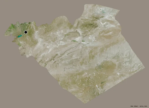 彼の形 シリアの州 その首都と固体色の背景に隔離されました 衛星画像 3Dレンダリング — ストック写真