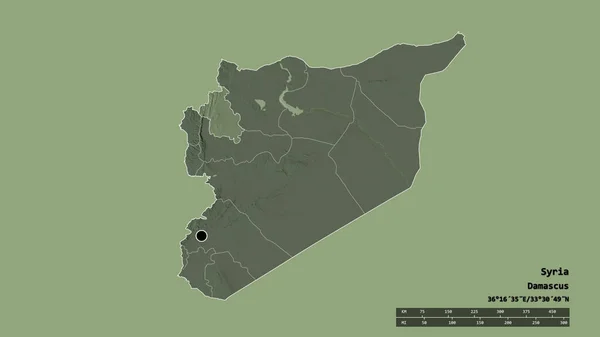 Forma Desnaturalizada Siria Con Capital División Regional Principal Zona Separada — Foto de Stock