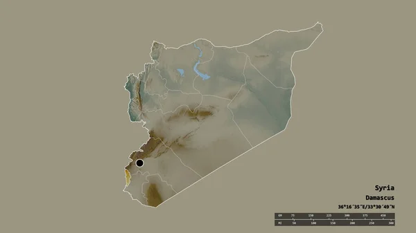 Обесцвеченная Форма Сирии Столицей Главным Региональным Разделением Отделенной Территорией Кунейтра — стоковое фото