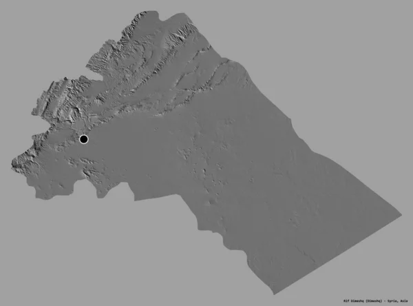 叙利亚大马士革农村省的形状 其首都被隔离在纯色的背景下 Bilevel高程图 3D渲染 — 图库照片