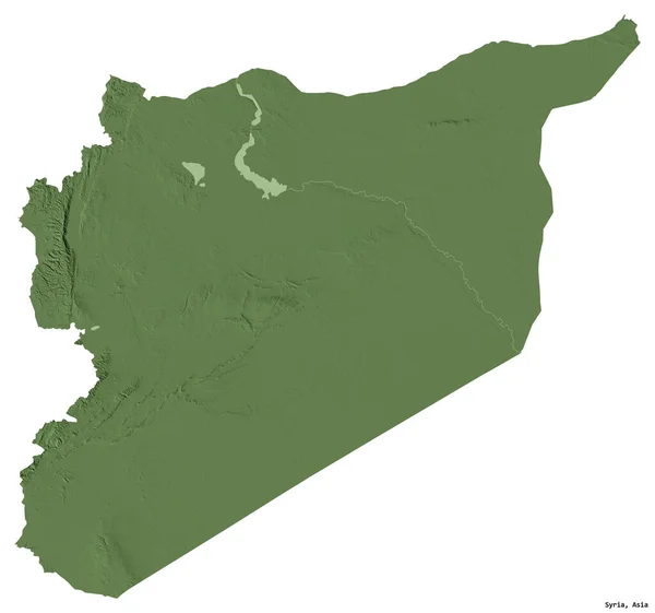 Форма Сирії Столицею Ізольованою Білому Тлі Кольорові Карти Висот Візуалізація — стокове фото