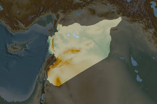 Forma Siria Separada Por Desaturación Las Áreas Vecinas Mapa Topográfico — Foto de Stock