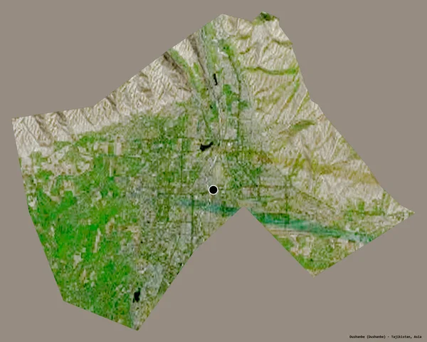 塔吉克斯坦杜尚别地区的形状 其首都用纯色背景隔开 卫星图像 3D渲染 — 图库照片