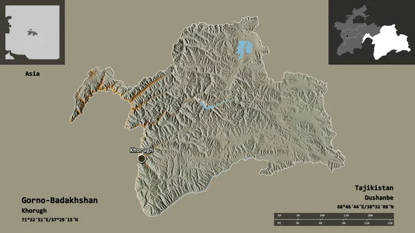 Forma Gorno Badakhshan Región Tayikistán Capital Escala Distancia Vistas Previas — Foto de Stock