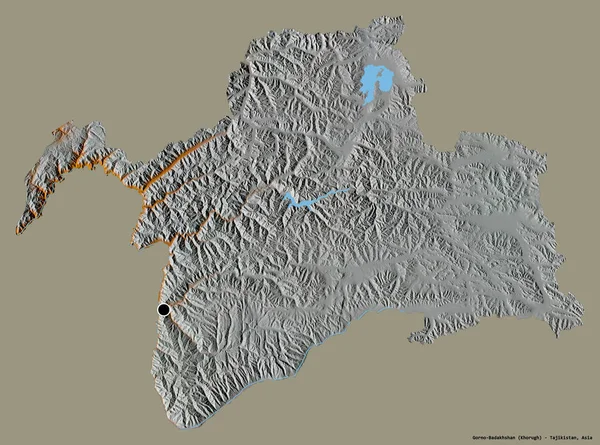 Forma Gorno Badakhshan Región Tayikistán Con Capital Aislada Sobre Fondo — Foto de Stock