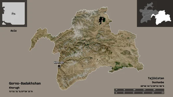 Forma Gorno Badakhshan Región Tayikistán Capital Escala Distancia Vistas Previas — Foto de Stock