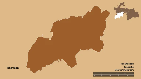 Form Khatlon Regionen Tadzjikistan Med Dess Huvudstad Isolerad Solid Bakgrund — Stockfoto