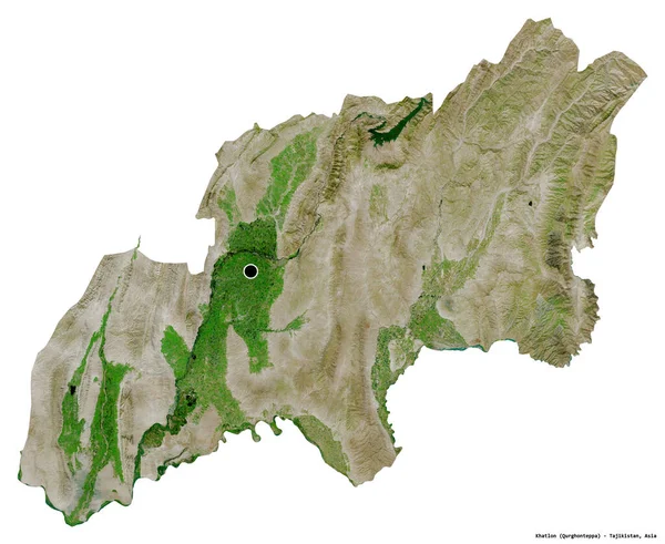 Forme Khatlon Région Tadjikistan Avec Capitale Isolée Sur Fond Blanc — Photo