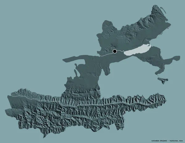 Form Leninabad Regionen Tadzjikistan Med Dess Huvudstad Isolerad Solid Färg — Stockfoto