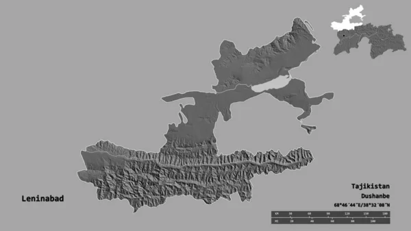 Bilden Leninabad Regionen Tadzjikistan Med Dess Huvudstad Isolerad Solid Bakgrund — Stockfoto