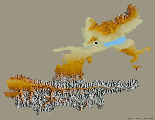 Форма Ленинабада Регион Таджикистана Столицей Изолированной Сплошном Цветном Фоне Топографическая — стоковое фото
