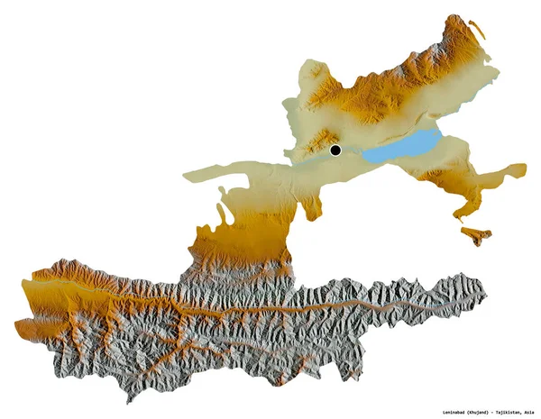 Shape Leninabad Region Tajikistan Its Capital Isolated White Background Topographic — Stock Photo, Image