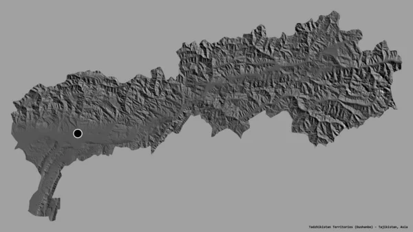 Shape Tadzhikistan Territories Region Tadschikistan Mit Seiner Hauptstadt Isoliert Auf — Stockfoto