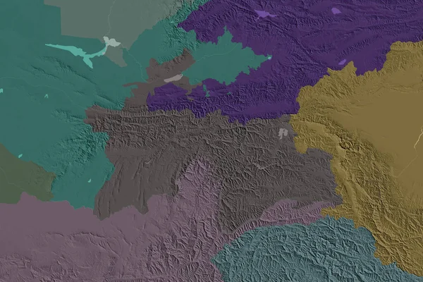 Rozszerzony Obszar Tadżykistanu Kolorowa Mapa Elewacji Renderowanie — Zdjęcie stockowe