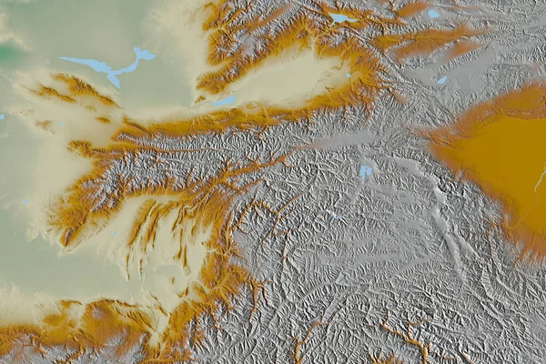 Расширенная Территория Таджикистана Топографическая Карта Рельефа Рендеринг — стоковое фото