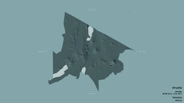 Zona Arusha Región Tanzania Aislada Sobre Fondo Sólido Una Caja — Foto de Stock