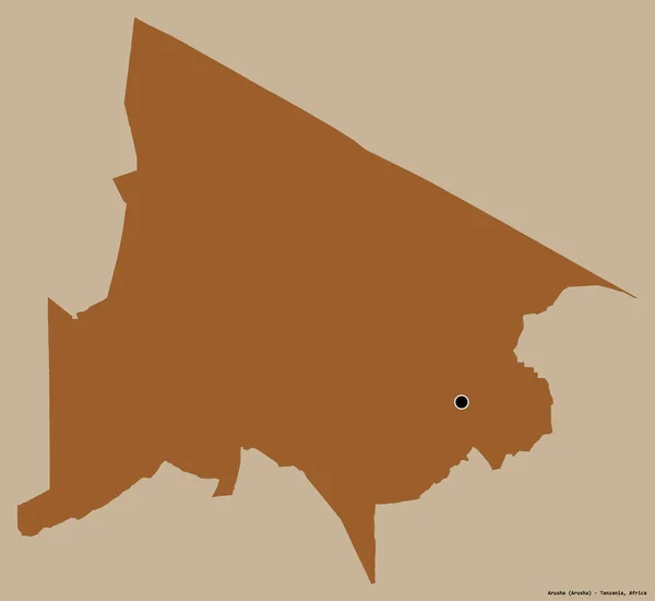 タンザニア地方のArusha アルシャ の形で その首都はしっかりとした色背景に隔離されています パターン化されたテクスチャの構成 3Dレンダリング — ストック写真