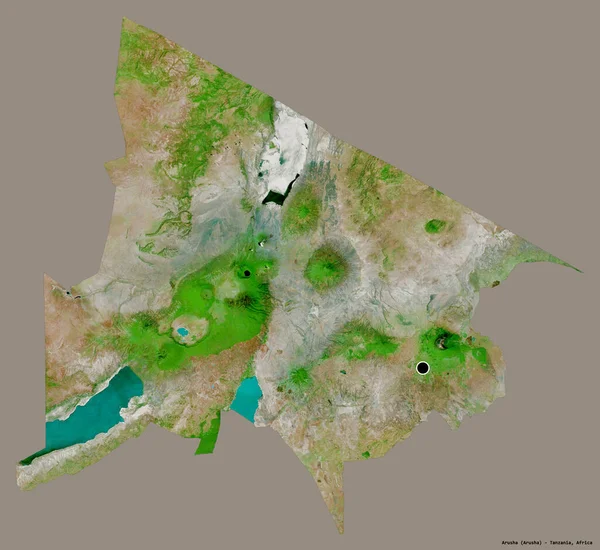 Shape Arusha Region Von Tansania Mit Seiner Hauptstadt Isoliert Auf — Stockfoto