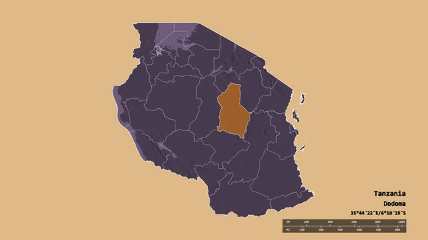 Forma Desnaturalizada Tanzania Con Capital División Regional Principal Zona Separada —  Fotos de Stock