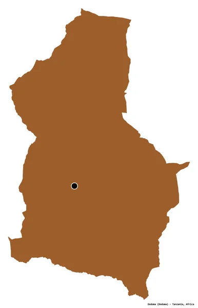 Forme Dodoma Région Tanzanie Avec Capitale Isolée Sur Fond Blanc — Photo