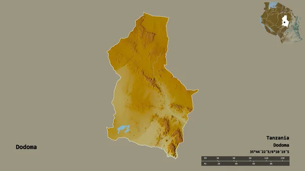 Tvar Dodoma Oblast Tanzanie Jeho Hlavním Městem Izolované Pevném Pozadí — Stock fotografie