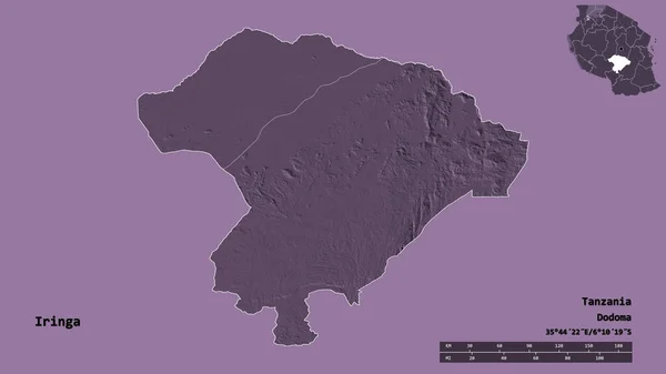 Форма Иринги Региона Танзании Столицей Изолированной Прочном Фоне Дистанционный Масштаб — стоковое фото