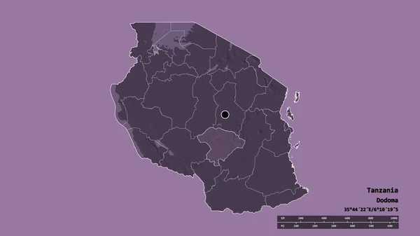 Forma Desnaturalizada Tanzania Con Capital División Regional Principal Zona Separada —  Fotos de Stock