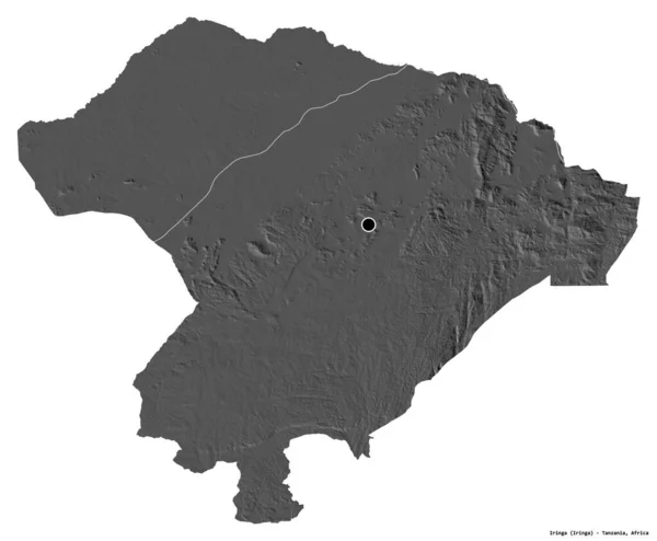 Form Iringa Regionen Tanzania Med Dess Huvudstad Isolerad Vit Bakgrund — Stockfoto
