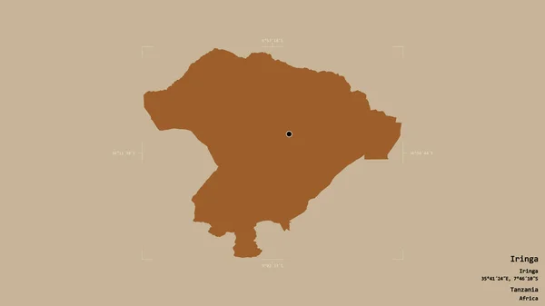 Район Иринга Регион Танзании Изолирован Твёрдом Фоне Геометрической Ограничивающей Коробке — стоковое фото