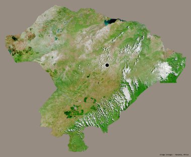 Tanzanya 'nın başkenti Iringa' nın katı renk arkaplanı ile izole edilmiş hali. Uydu görüntüleri. 3B görüntüleme