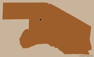 Mara 'nın şekli, Tanzanya bölgesi, başkenti katı bir renk arkaplanı ile izole edilmiş. Desenli dokuların bileşimi. 3B görüntüleme