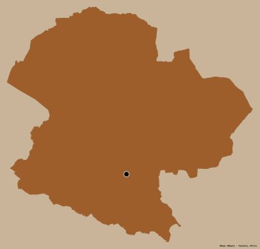 Tanzanya 'nın Mbeya bölgesi, başkenti katı renk arkaplanı ile izole edilmiştir. Desenli dokuların bileşimi. 3B görüntüleme