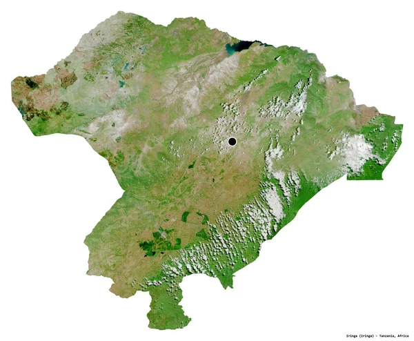 坦桑尼亚地区的Iringa形状 其首都被白色背景隔离 卫星图像 3D渲染 — 图库照片