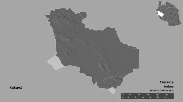 Form Katavi Regionen Tanzania Med Dess Huvudstad Isolerad Solid Bakgrund — Stockfoto