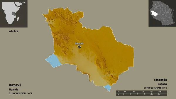 Forma Katavi Región Tanzania Capital Escala Distancia Vistas Previas Etiquetas — Foto de Stock