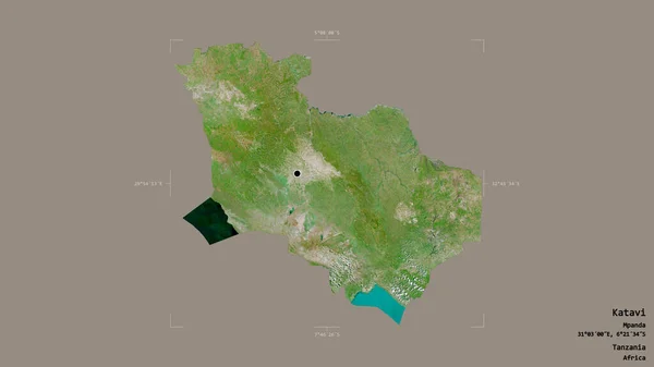 坦桑尼亚地区卡塔瓦伊的一个地区 在一个地理参照框的坚实背景下被隔离 卫星图像 3D渲染 — 图库照片