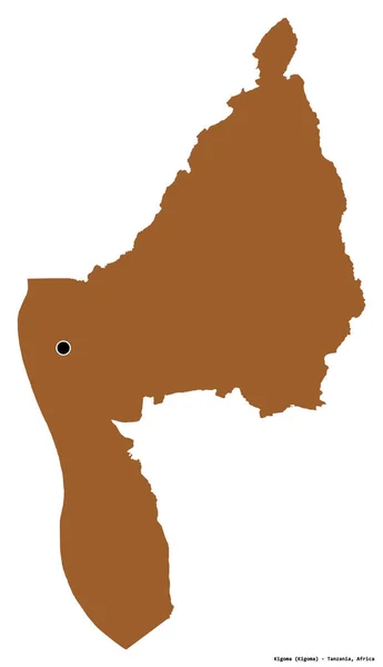 Shape Kigoma Region Tanzania Its Capital Isolated White Background Composition — Stock Photo, Image