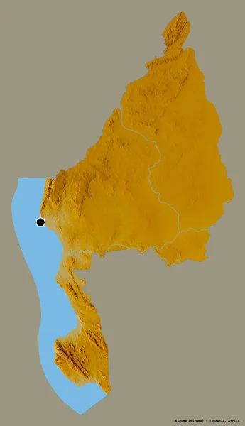 Forma Kigoma Región Tanzania Con Capital Aislada Sobre Fondo Color — Foto de Stock