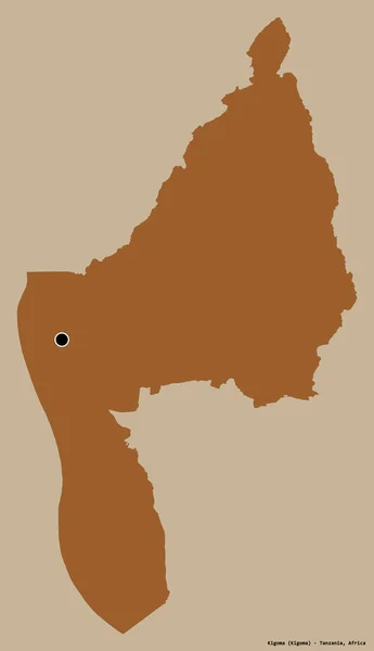Kształt Kigomy Regionu Tanzanii Jego Kapitału Izolowane Solidnym Tle Koloru — Zdjęcie stockowe