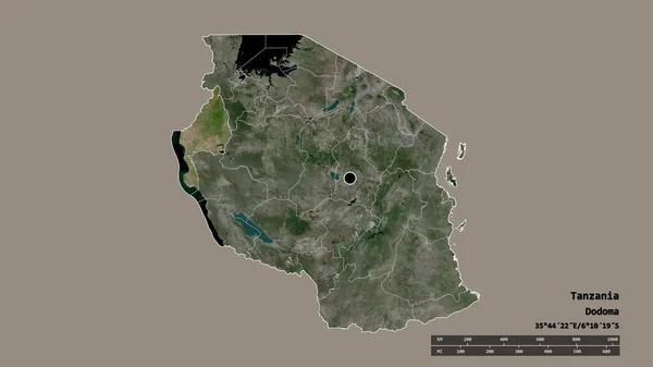 Обесцвеченная Форма Танзании Столицей Главным Региональным Отделением Отделенным Районом Кигома — стоковое фото