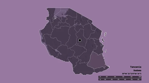 Forma Desnaturalizada Tanzania Con Capital División Regional Principal Zona Separada —  Fotos de Stock