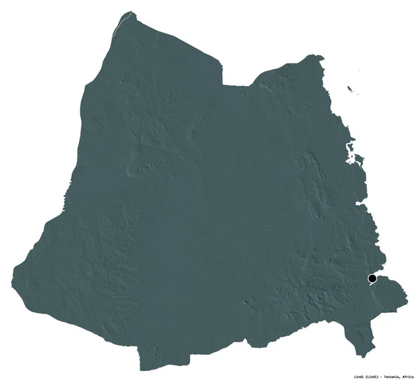 Forma Lindi Región Tanzania Con Capital Aislada Sobre Fondo Blanco —  Fotos de Stock