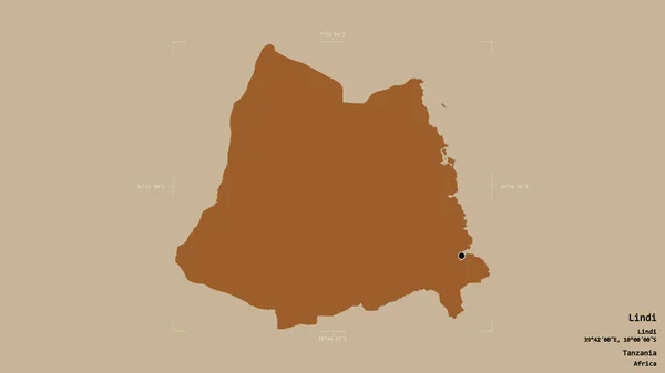 坦桑尼亚地区林迪的一个地区 在一个地理参照框的坚实背景上被隔离 图形纹理的组成 3D渲染 — 图库照片