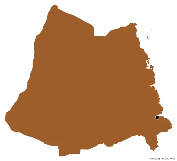 Форма Линди Региона Танзании Столицей Изолированной Белом Фоне Состав Узоров — стоковое фото
