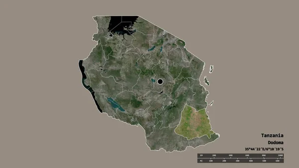 Forma Desnaturalizada Tanzania Con Capital División Regional Principal Zona Separada —  Fotos de Stock