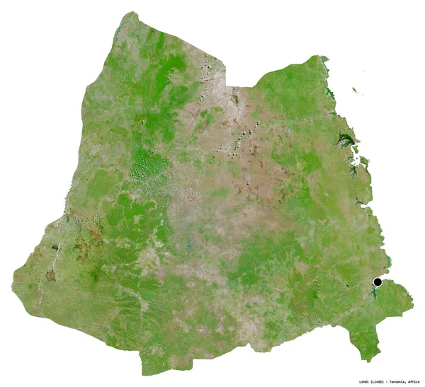 Forme Lindi Région Tanzanie Avec Capitale Isolée Sur Fond Blanc — Photo