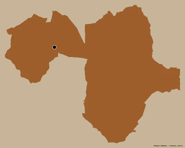 Forma Manyara Región Tanzania Con Capital Aislada Sobre Fondo Color — Foto de Stock